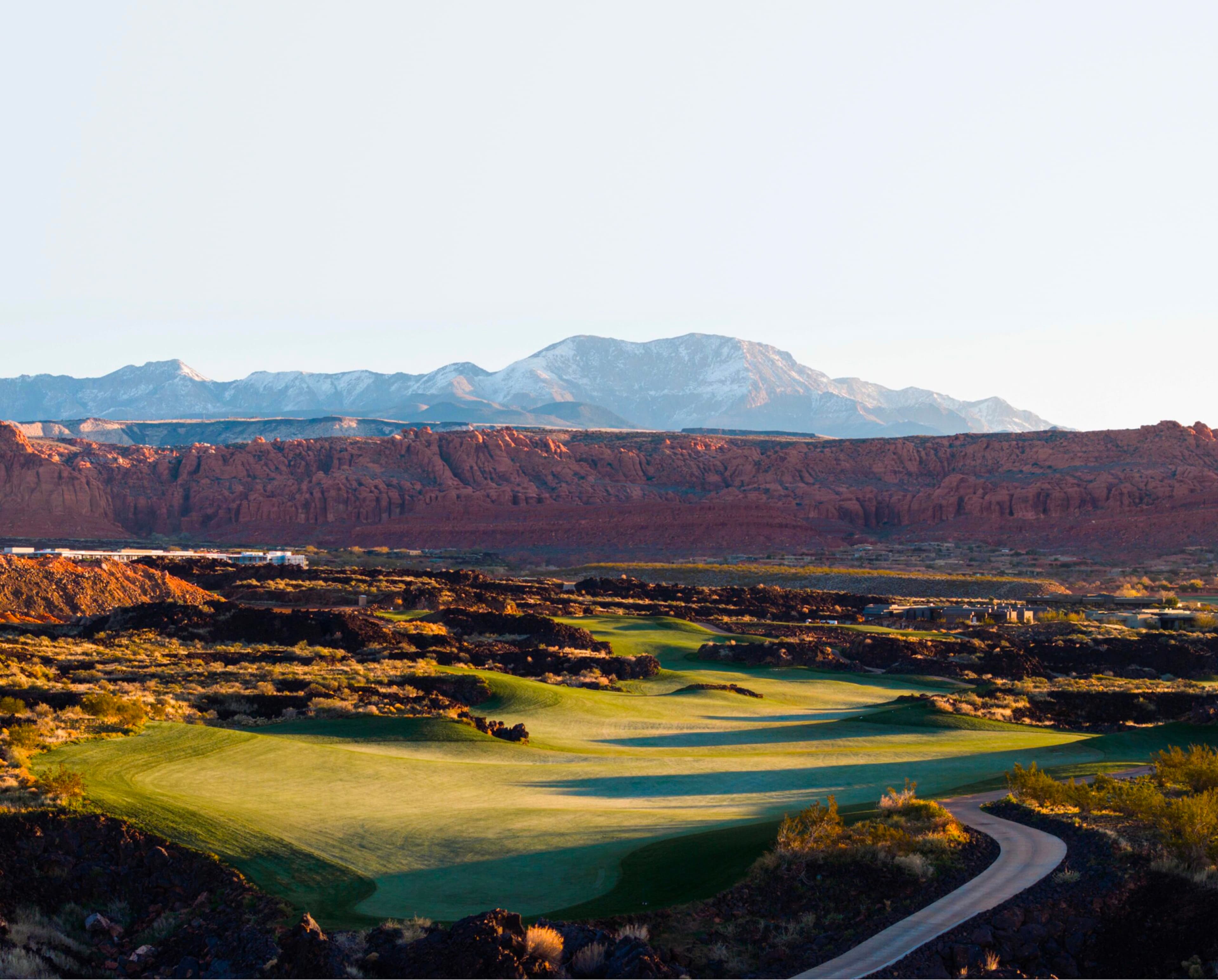 Golf course with mountain backdrop