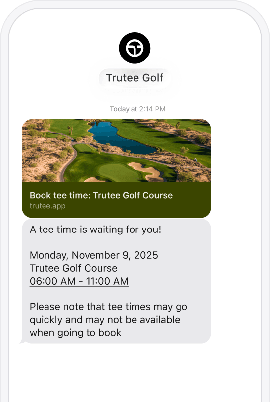 Text message alert to players