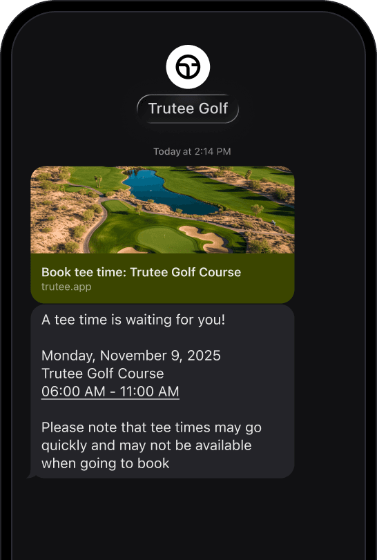 Text message alert to players